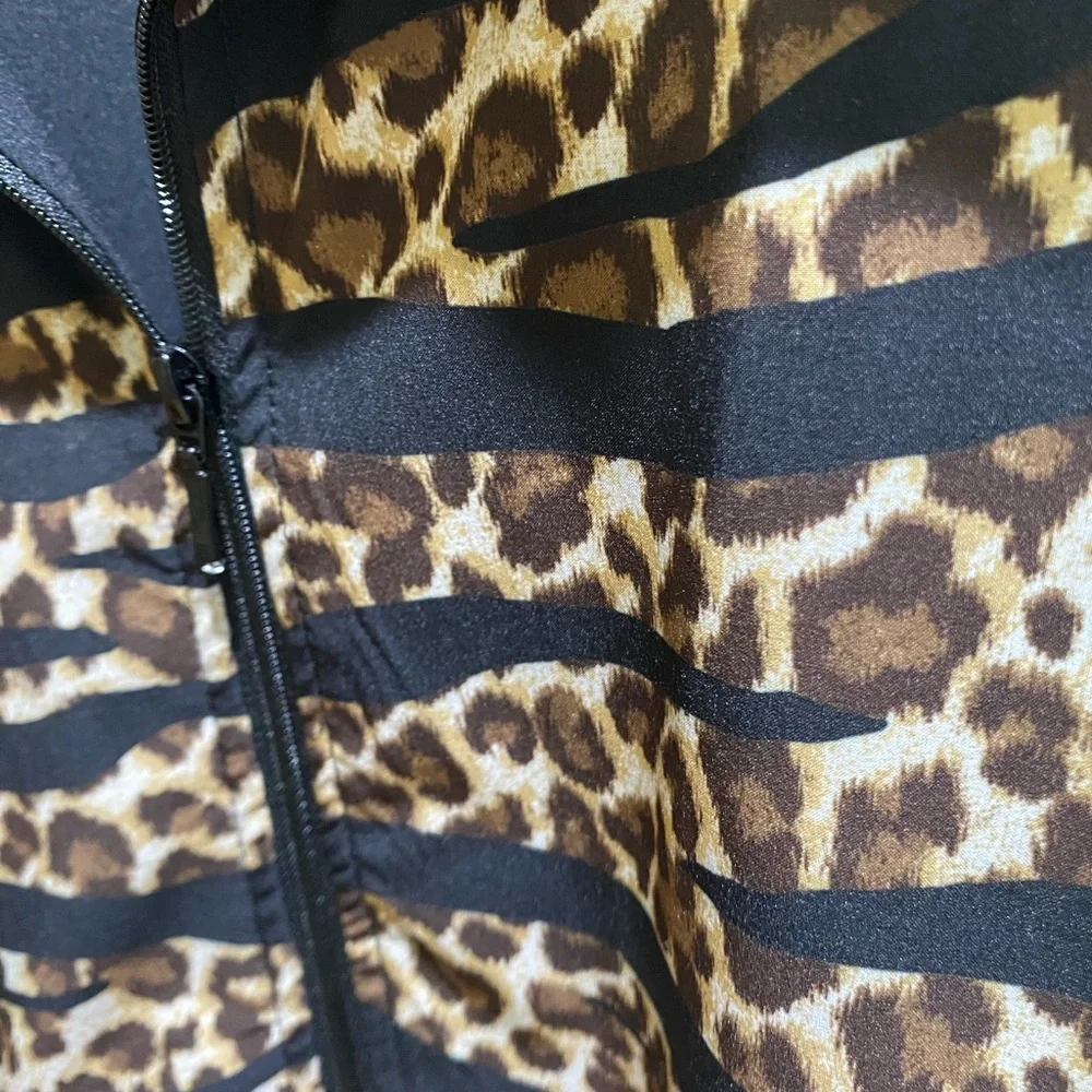 Weekend by Chico’s Size 3 (XL) Leopard Print Vest Black Stretch‎ Lightweight - Picture 8 of 11
